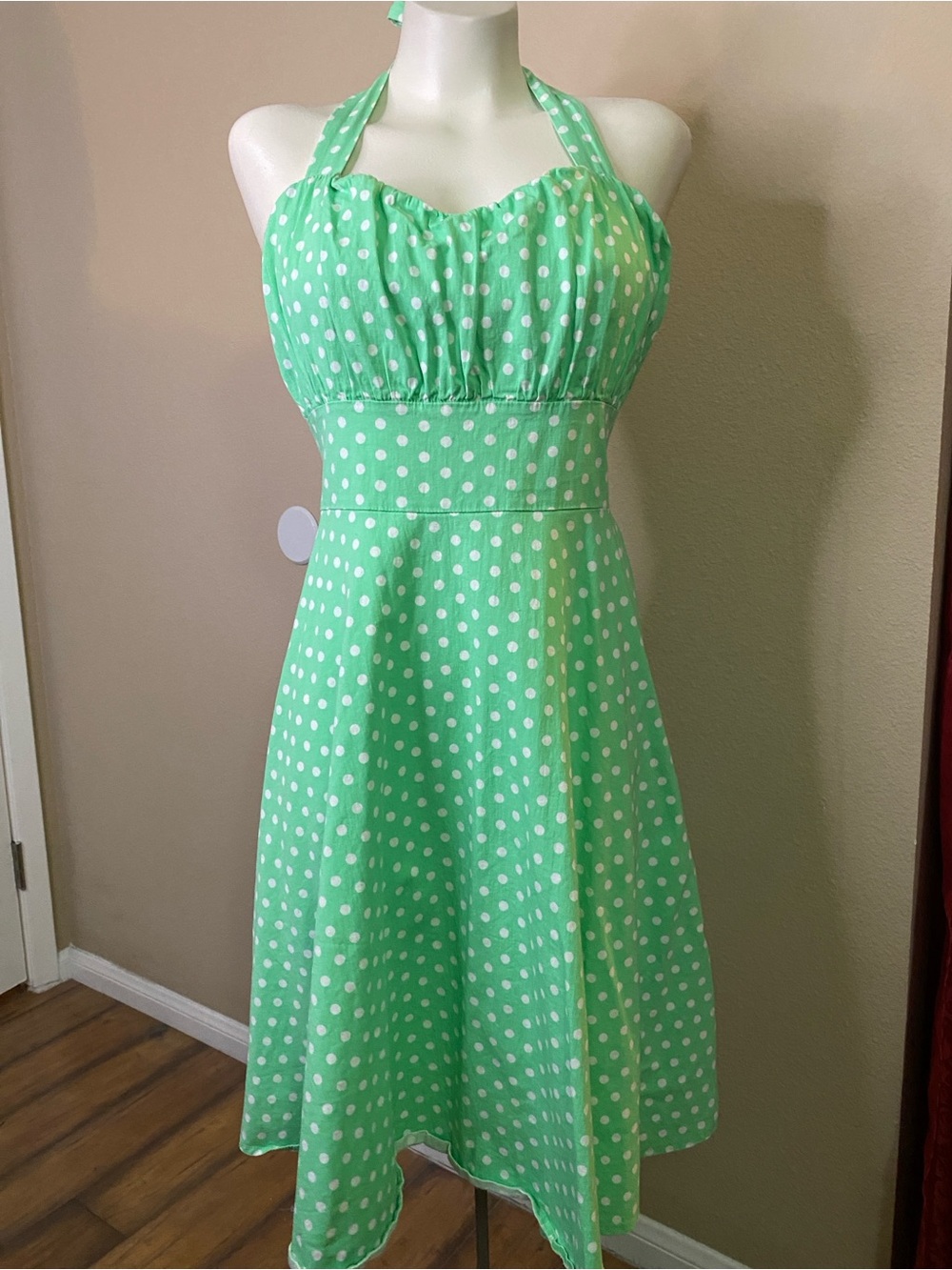 V Fashion mint green rockabilly dancehall pinup halter dress L 💕